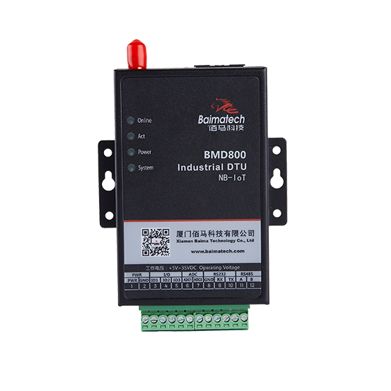 BMD800 NB-IoT 無線數(shù)傳DTU，基于NB-IoT網(wǎng)絡(luò)提供窄帶無線通信與低速率數(shù)據(jù)傳輸。NB-IoT物聯(lián)網(wǎng)終端，具有連接量大，覆蓋面廣，穿透性好，功耗低、成本低等強大優(yōu)勢。